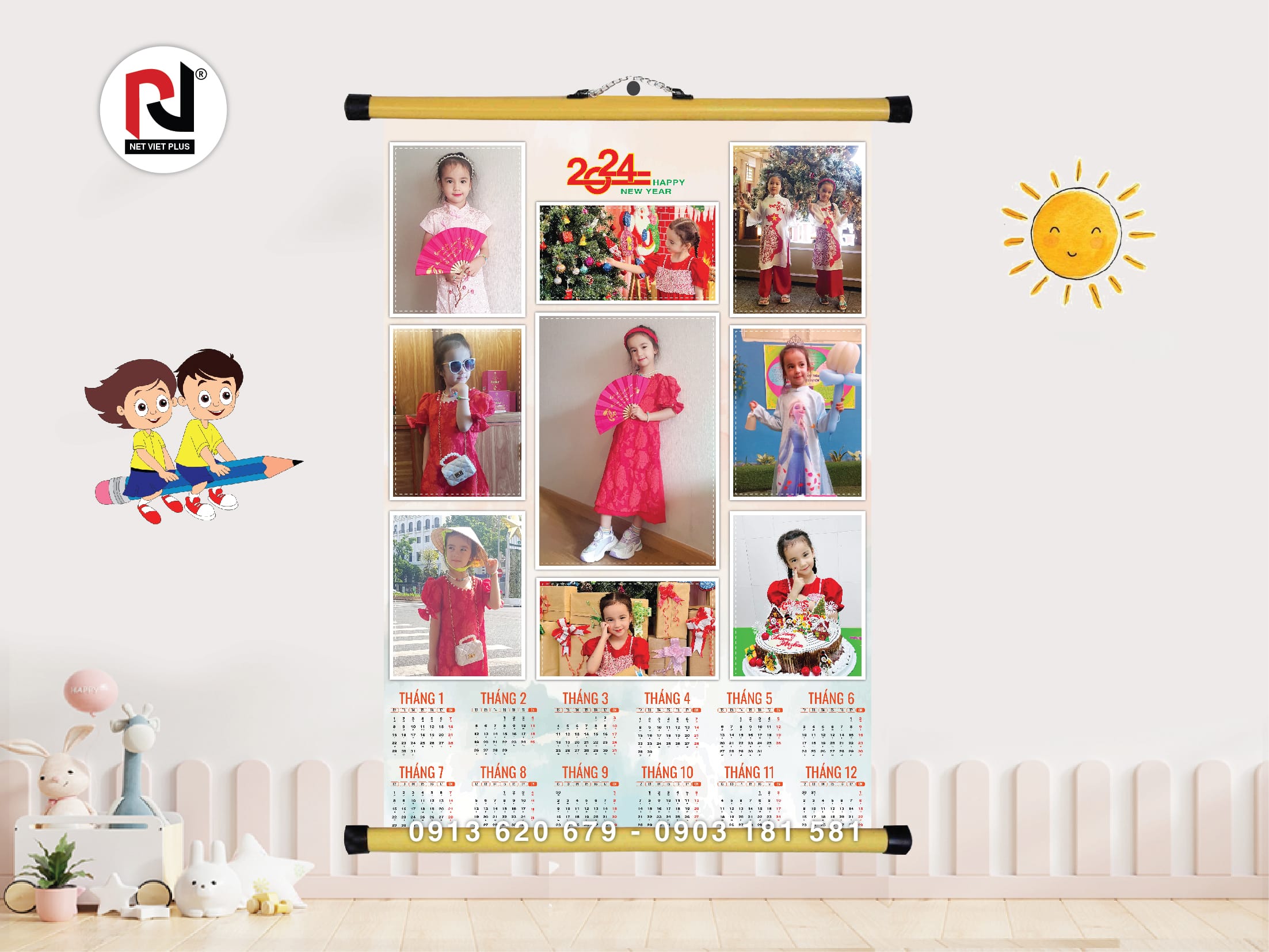 Mẫu lịch cho bé thiết kế tại Nét Việt Plus